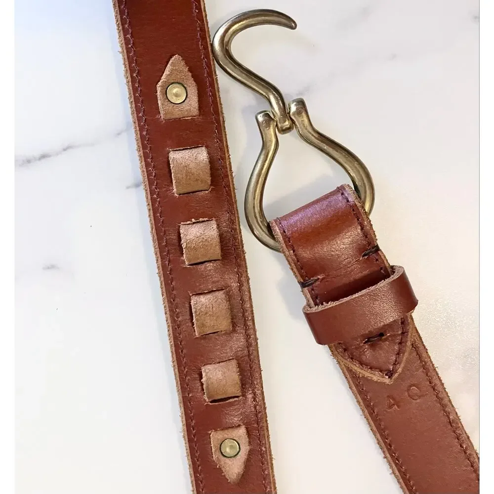 Leather Belt Hoof Pick Brass Hook Buckle Sz 40 Unique Western Equestrian Accent